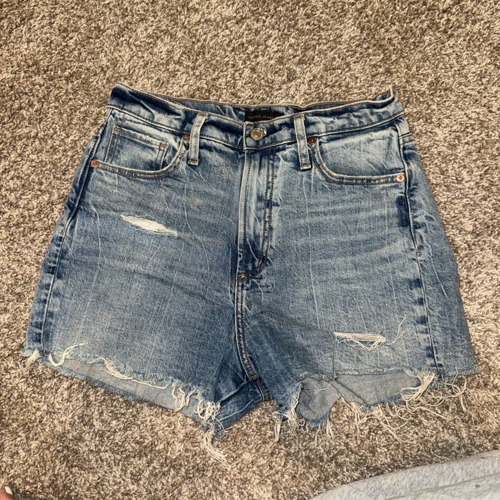 Silver Jeans Blue Distressed Jean Shorts